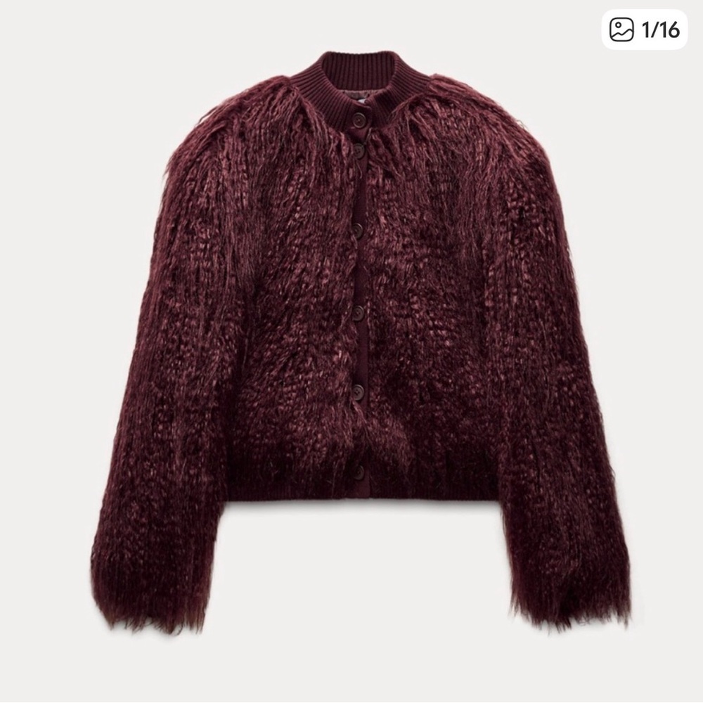 ZARA FAUX FUR KNIT JACKET CARDIGAN